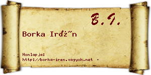 Borka Irén névjegykártya